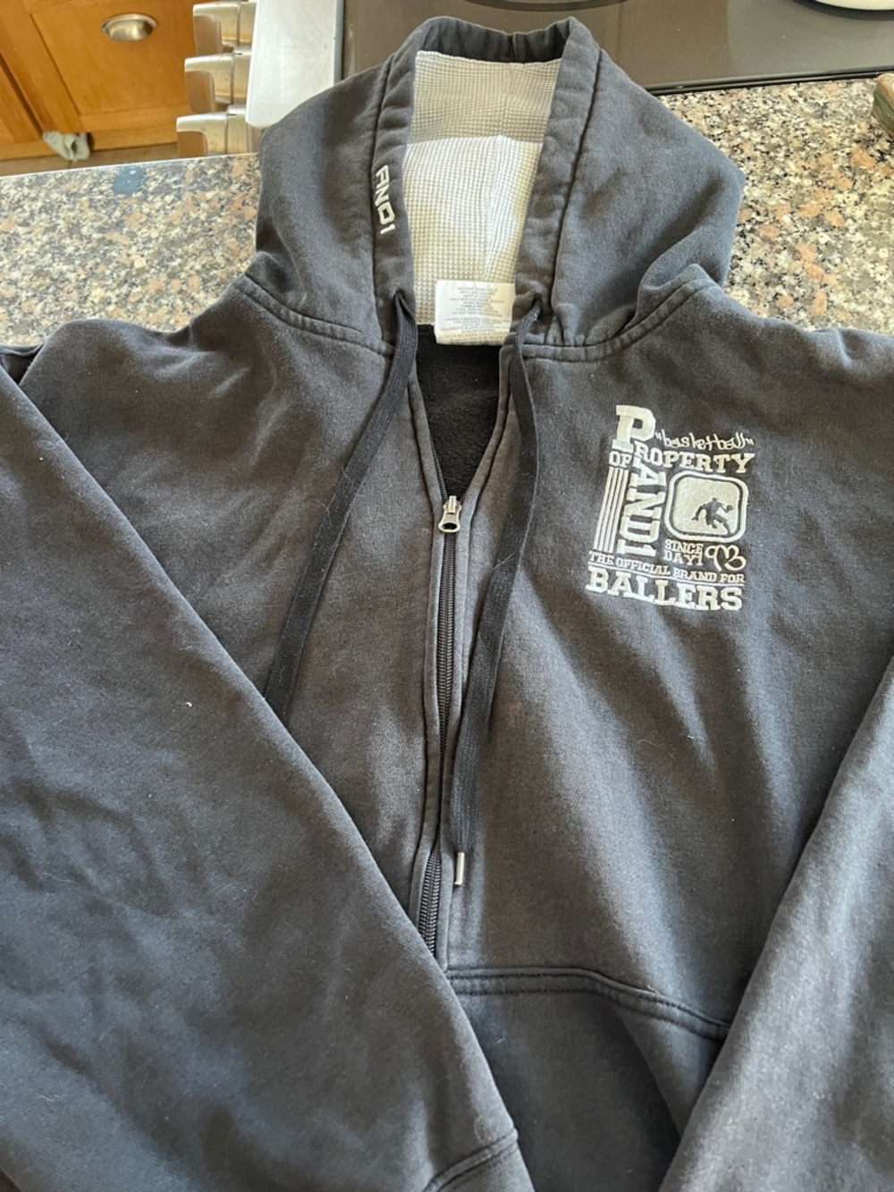 And1 Black Zip-Up Hoodie with Chest Graphic